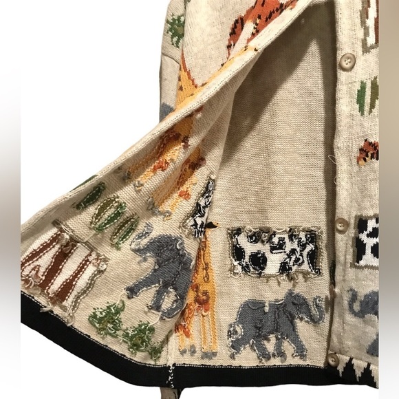 American Vintage Animal Print Cardigan - Cream, Orange, Gray, Black - Picture 7 of 8